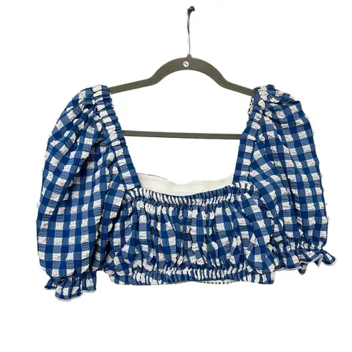 Montce Paula Tie Up Bikini Bottom + Gingham Marcela Top Blue Size L