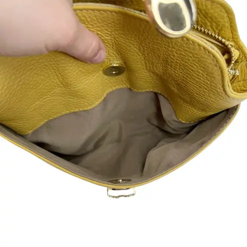 Valentina Yellow Genuine Pebbled Leather Crossbody Or Shoulder Bucket Bag Purse