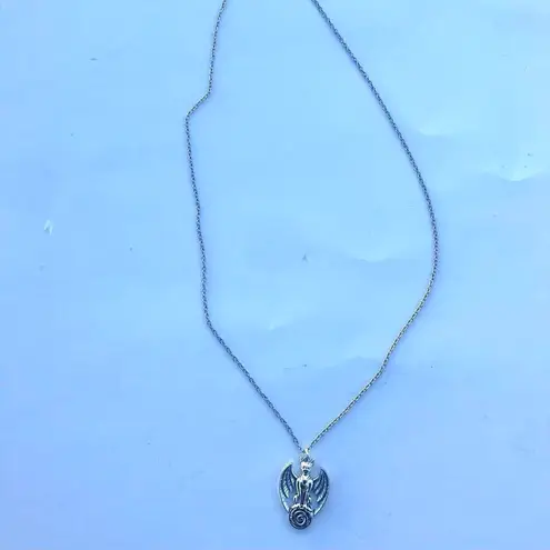 Handmade Antique Vintage Gothic Silver Necklace - Bat necklace - Cat demon with wings