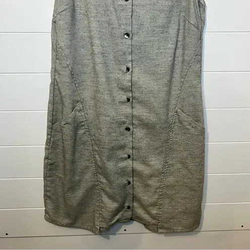 Horny Toad Gray Button-Front Midi Dress Wool Blend Medium Minimalism Casual