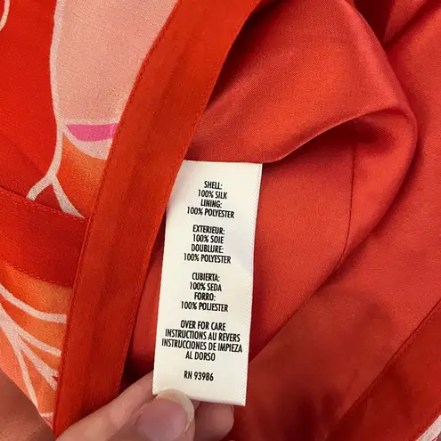 Vintage Y2K 100% Silk Handkerchief Hem Skirt Size 4 Red & Pink Floral