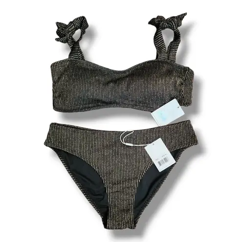 Ingear Black & Gold Metallic Striped Bikini Set – XL