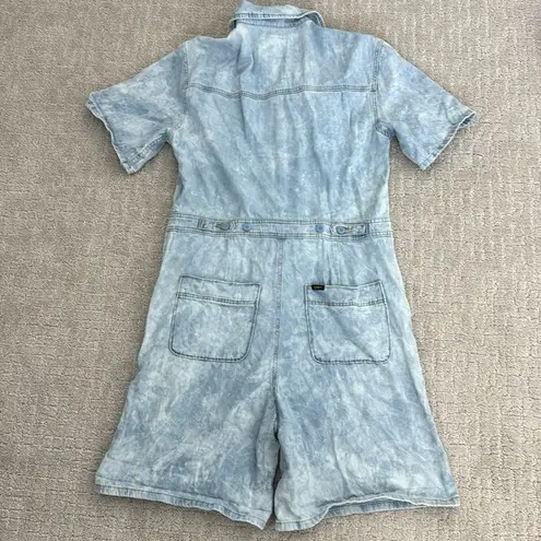 Lee  Union-Alls Women’s Acid Wash Denim Short Overall Romper overalls sleeve