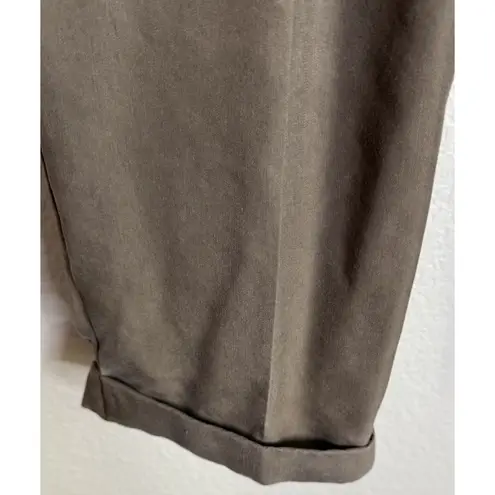 Chico's  Womens 2 US Large Brown Cuffed Pants Pull On Elastic Waist Pockets Preppy