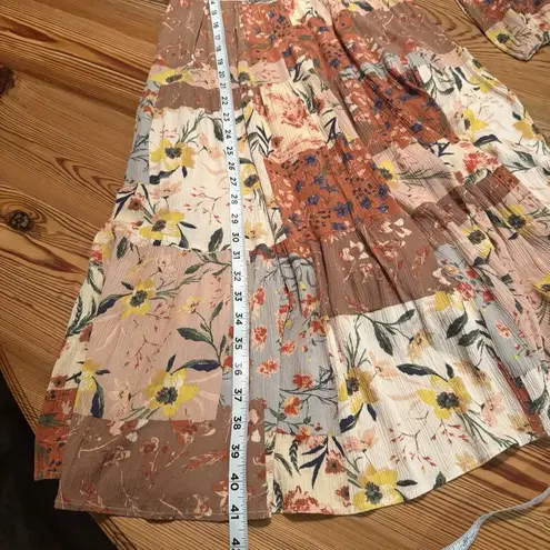 Fate Midi Dress Sz Small Patchwork Boho Peasant Western Romantic Feminine Flowy