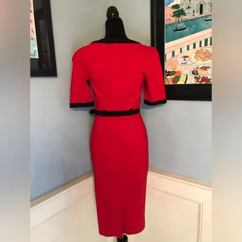 Collectif Pinup Retro Vintage Style Sadie 50s Pencil Dress Sz UK 12 US 8 Red