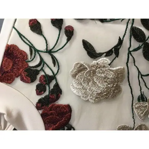 K.Jen Dress Women's Large White Floral Embroidered Backless Long Sleeve Preppy