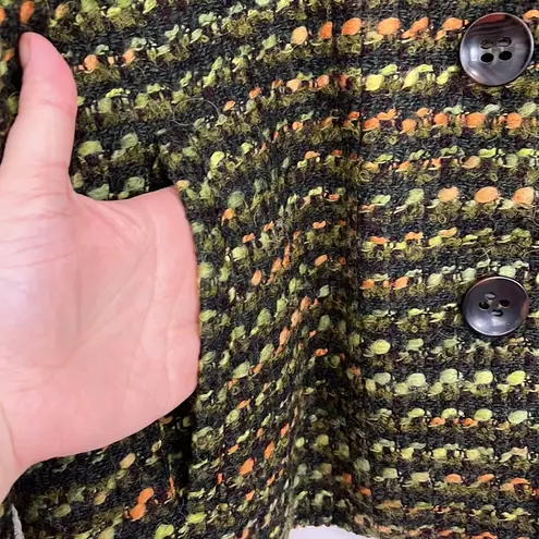Bernardo XL Green, Orange, Brown Wool Blend Retro Knit Blazer Jacket w/Pockets