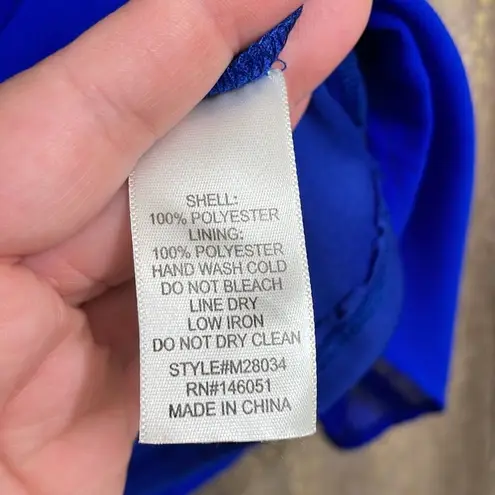 Faith and joy royal blue flutter sleeve chiffon blouse, size S, oversized