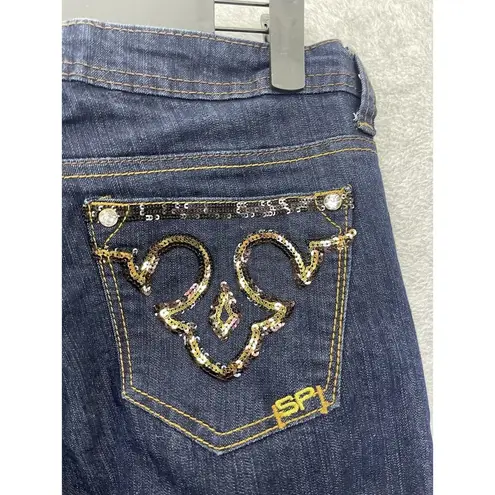 Southpole  Women's Jeans Vintage sequined Dark Wash Size 9 Flare Leg