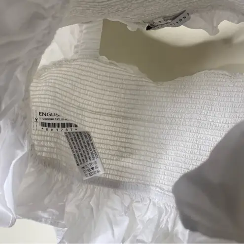 English Factory White Smocked Ruffle Cropped Top Blouse Small