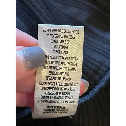 Opening Ceremony Black Wavy Stripe Lotus Dropped Ruffle Hem Dress Size M