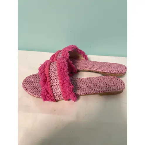 Pink Raffia Slide Sandal Size 6 bin 1
