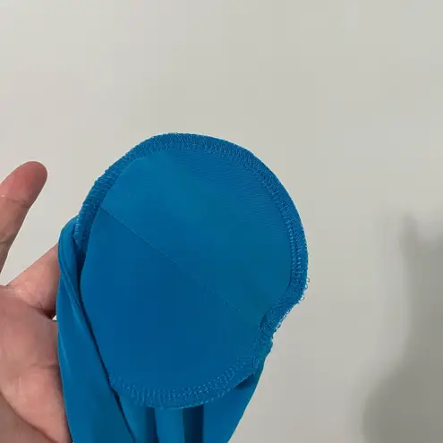 American Living Blue Ruched Ruffle Sheath Dress Size 6 Stretch Bodycon chic