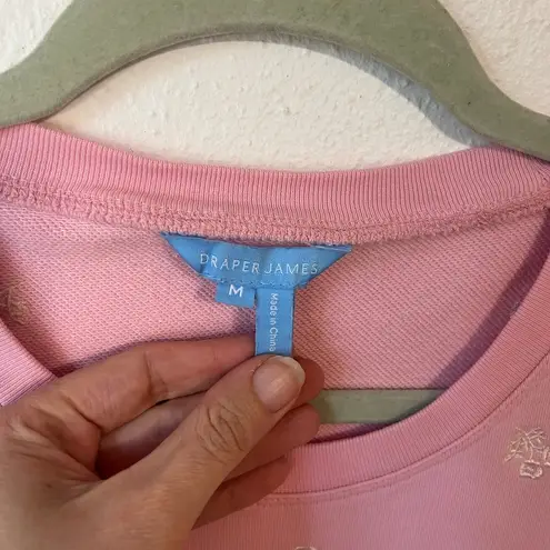 Draper James  Bobbie Sweatshirt Dress in Pink Embroidered Viola Size Medium