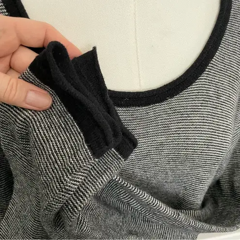 Vintage Pashoot Tunic Sweater Striped Lightweight Pockets Lagenlook Black White Size M