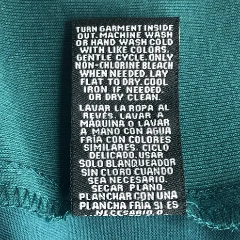 Sharagano Teal Lattice Sleeve Knit to Fit Blouse - Size Medium