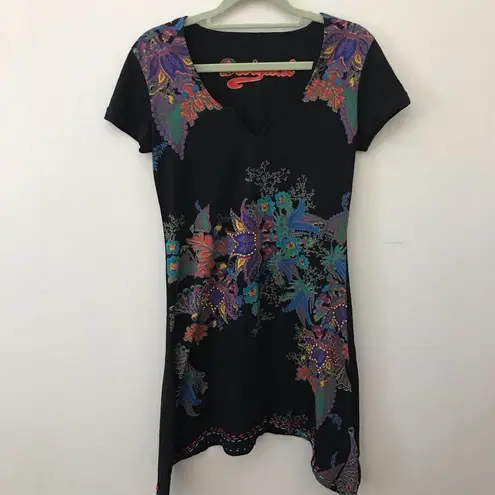 Desigual  Adaja Black Tunic T-shirt Embroidered