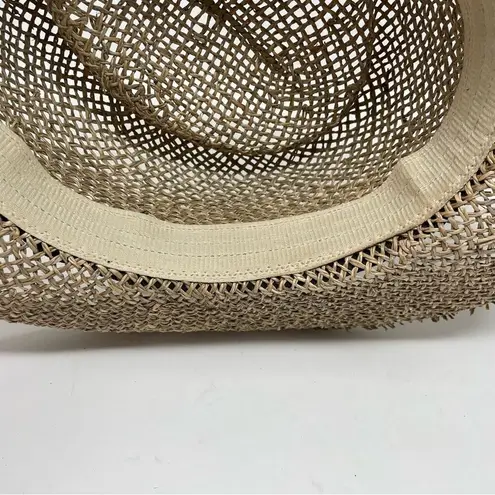 Vintage Henschel Hat Co Lightweight Sheer Classic Straw Boater Bow Sun Hat L