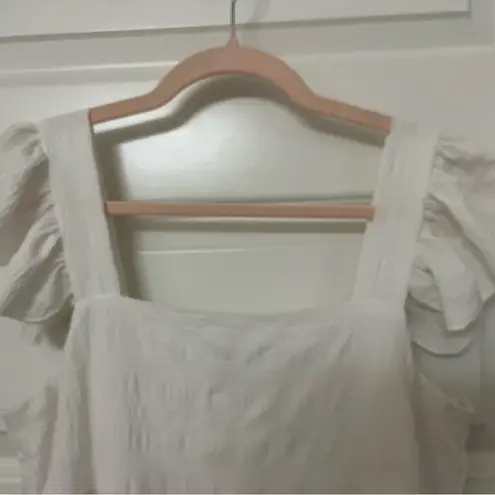 Source Unknown Flowy White Pink and Blush Tiered Mini Dress with Ruffle Sleeves Size Lb by - Image 3