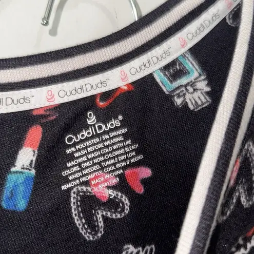 Cuddl Duds pj navy Pink Heart Pajama Set makeup theme NEW Gift - Image 4