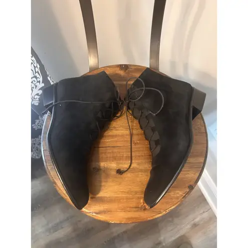 Comfortview Witchy Victorian Goth Gothic Black Leather Women's Low Heeled Ankle Boots 7 1/2