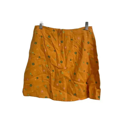 Abound  Orange Asterisk Floral Linen Mini‎ Skirt Size Large NEW