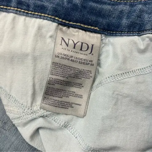 NYDJ Denim Blue Jean Midi High Rise Skirt Front Slit Button Not Your Daughter 16