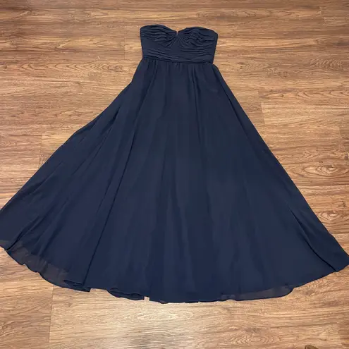 Amsale Dress Amsale Strapless Formal Sweetheart Neck Dress Bridesmaids Cocktail Navy Blue 2