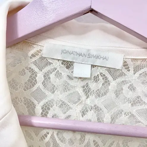 JONATHAN SIMKHAI Janice Lace Long Sleeve Button Front Shirt Ivory Size S thumbnail 5