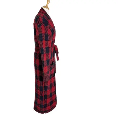 SKIMS NWT Knit Unisex Belted Robe Brick Buffalo Plaid Red Black Size S/M