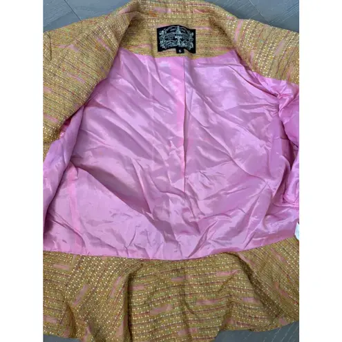 Vintage James Coviello Tweed Peplum Blazer Brown Pink Sz 6 Preppy Academia Twee