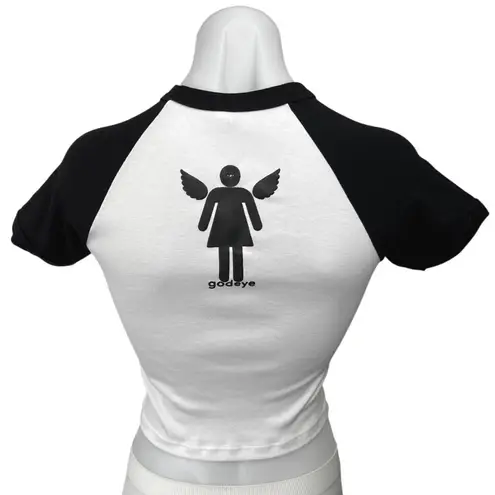 Los Angeles Apparel Black White Am An Angel Crop Baby Tee T Shirt Top Size S