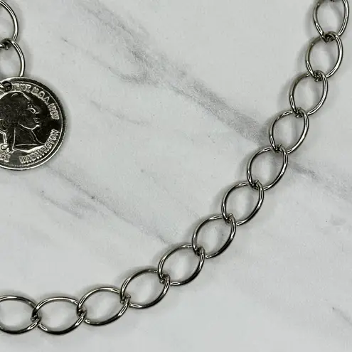 George Washington Coin Charm Silver Tone Metal Chain Link Belt One Size (OS) ✨