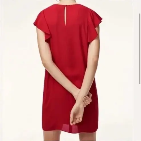 Babaton Aritzia Ruffle Short Cap Sleeves Burt Mini Shift Dress Black Size Large