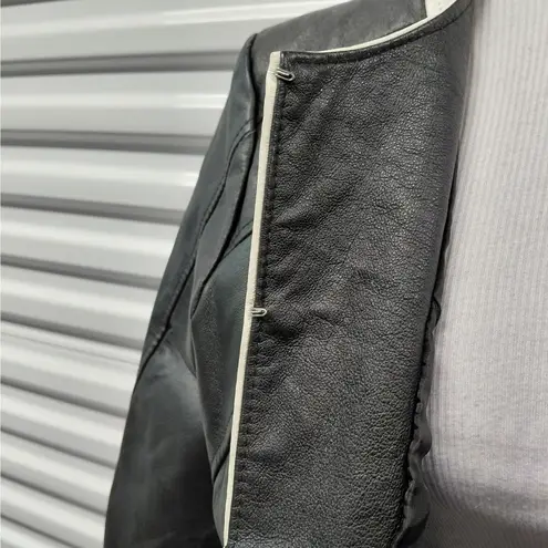 Spiegel Vintage Y2K Retro Women's Leather Jacket Size 14 Black Moto Biker Chic