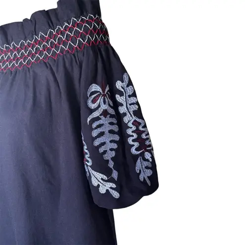 Rebellion Navy Blue Embroidered Off-Shoulder Mini Dress | EUC | S