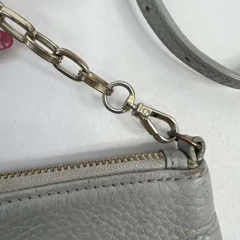 GiGi New York Chelsea Crossbody Gray Leather Slim Clutch Removable Chain Strap