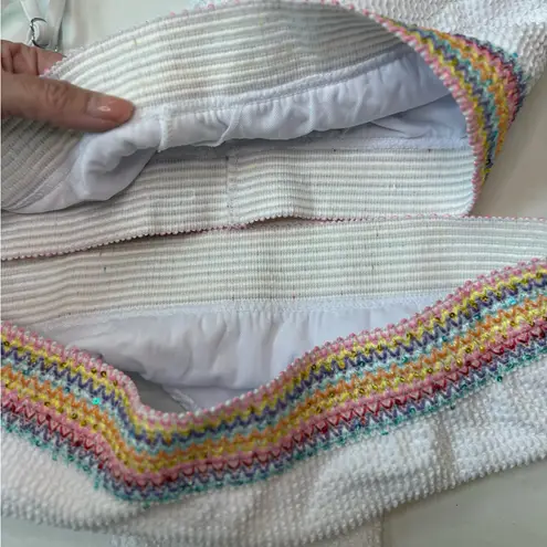 Cupshe  Rainbow Stitch Sparkly High Waisted Two Piece White NWT Size Large - Image 6