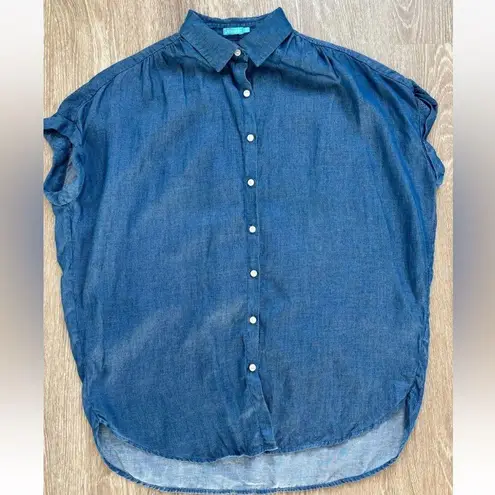 J. McLaughlin Top Womens Size Small Cotton Chambray Button Up Boho Western Ranch