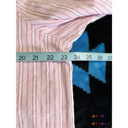 No Tag Pink/White Striped Button Up Long Sleeve Shirt Pocket Size See Measures Pink