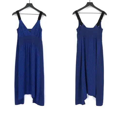 Proenza Schouler Cami Long Floral Block Print Crepe De Chine Silk Dress Blue 2