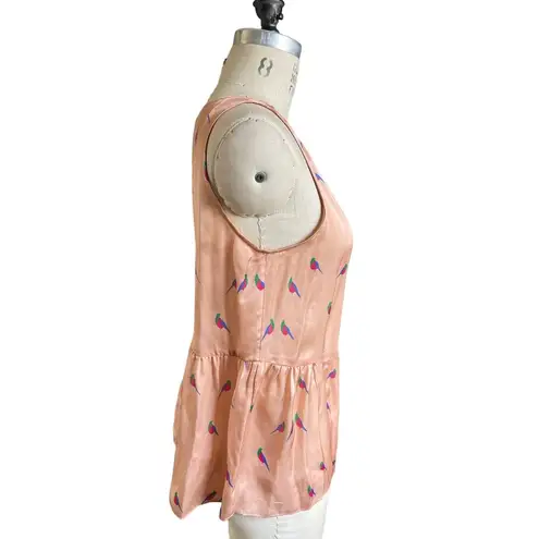 Marc by Marc Jacobs Y2K  Pale Pink Silk Bird PrintSleeveless Blouse Top Large