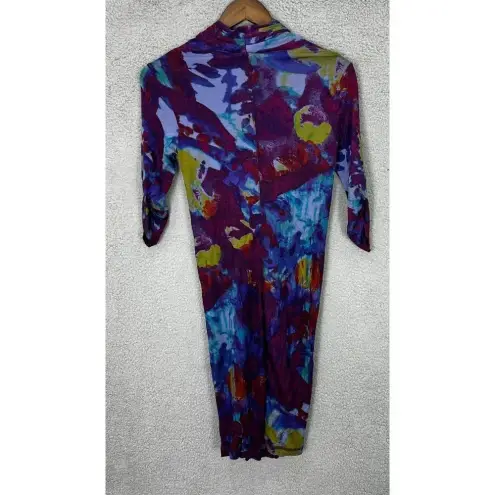 Rachel Roy Dress Womens XS Purple Gathered V Neck Ruched Vtg Y2K Fairy Boho