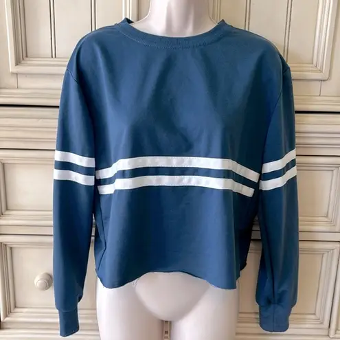 Women’s Loose Fitting Long Sleeve Cropped Top Sweatshirt Shirt Sz XL Juniors Blue