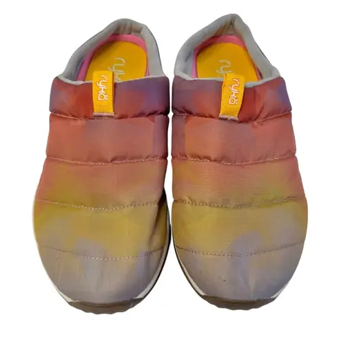 Ryka Women's Echo Puff Mule In Rainbow Pink Multicolored Ombré Slip On Shoes 9W