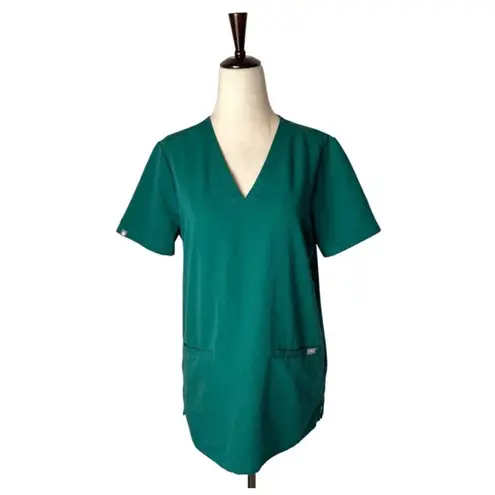 FIGS Shirt Women Small Green Casma Three Pocket Scrub Top Medical Nurse Doctor