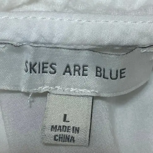 Skies Are Blue White Floral Embroidered Ruffle Tiered Tank Blouse Top Size L