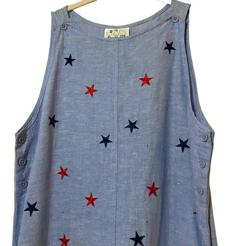 Quacker Factory Womens Blue Sleeveless Long Denim Star Dress Size S