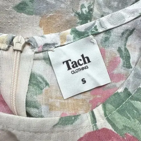 TACH x ANTHROPOLOGIE | Marita Linen Dress Floral Midi Dress Cottagcore | Small Pink